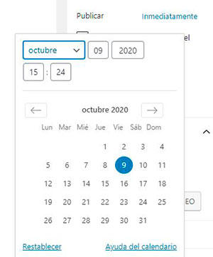 Calendario fecha de publicación de una entrada-Blanca Peñafiel diseño web